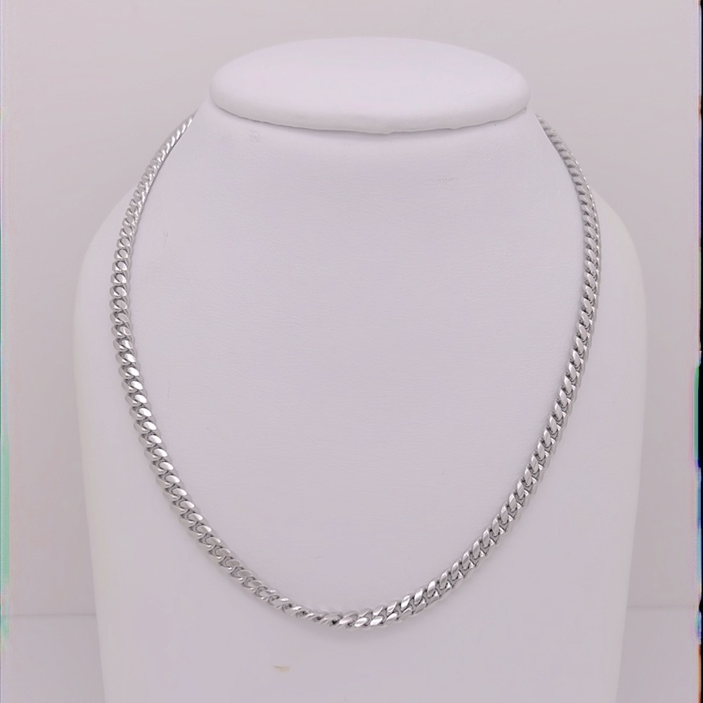 NEW — Solid Sterling Silver w/ Rhodium Plating Miami Cuban Chain (4mm)